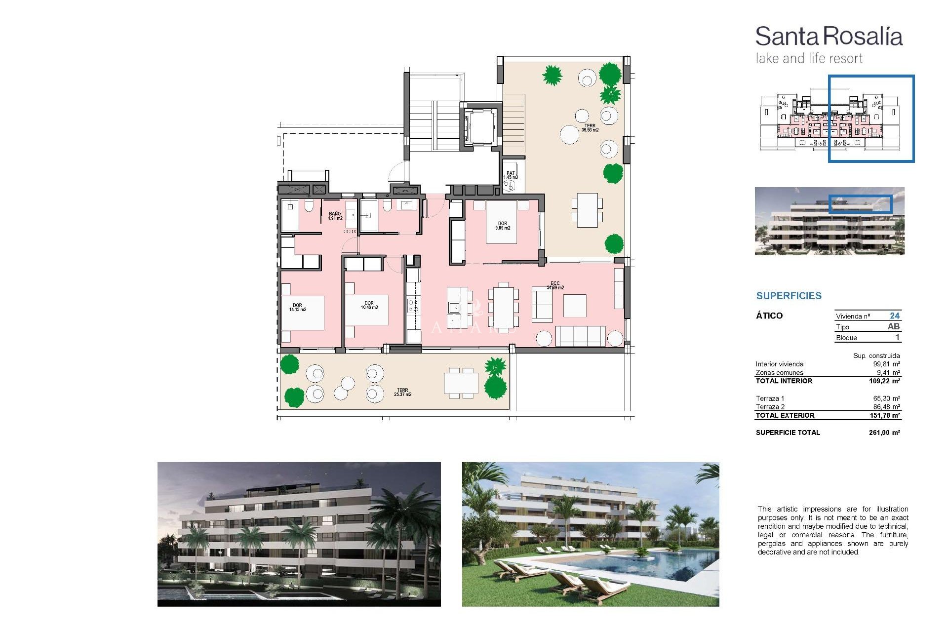 Nouvelle construction - Attique -
Torre Pacheco - Santa Rosalia Lake And Life Resort